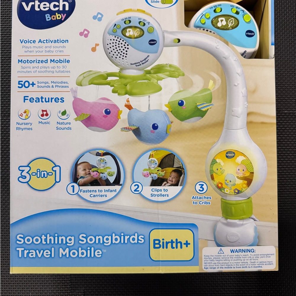 Baby Soothing Songbirds Travel Mobile - Blue and Green
